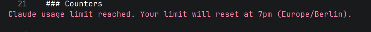 Message that the daily limit has been reached